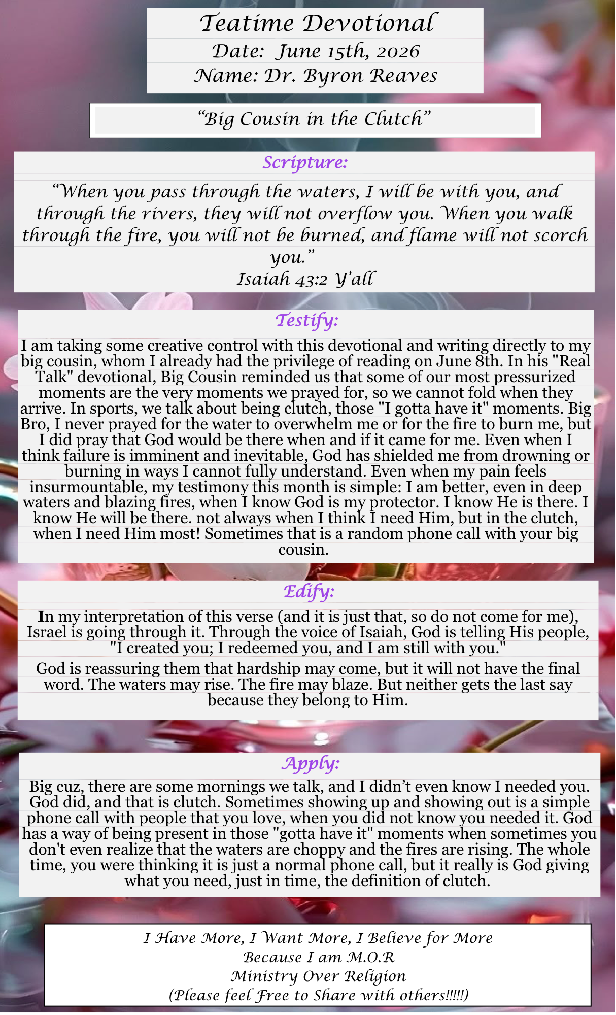 TeaTime Devotional June 15th, 2026